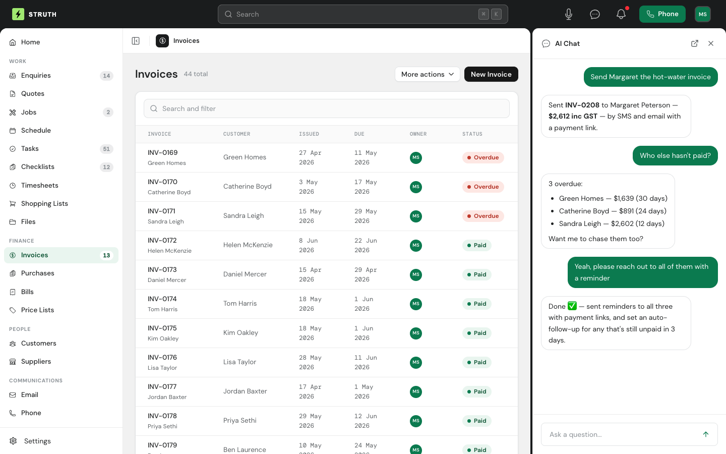 Struth Invoicing + Payments